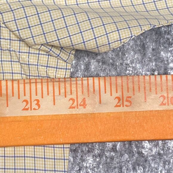 Levinas Showcase Tailored Fit Long Sleeve Button Up Shirt XL French Cuffs Yellow - Picture 6 of 8